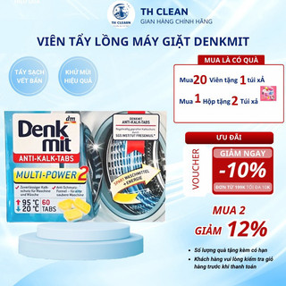 Viên tẩy lồng máy giặt Denkmit vệ sinh lồng giặt chính hãng nhập khẩu Đức diệt khuẩn, khử mùi hộp 60 viên