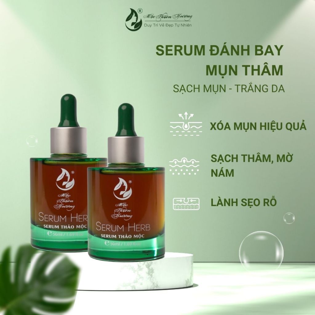 Serum Thảo Mộc Giảm Mụn Nặng, Mờ Thâm Nám, Sạch Mụn, Sáng Da, Kiềm Dầu Loại 100ml | Mộc Thiên Hương