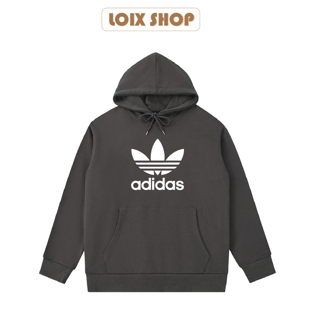 Áo hoodie Adidas nỉ bông siêu dày mũ zip bassic form rộng nam nữ unisex, khoác hoodie oversize LOIX