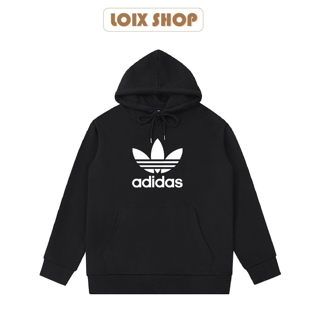 Áo hoodie Adidas nỉ bông siêu dày mũ zip bassic form rộng nam nữ unisex, khoác hoodie oversize LOIX