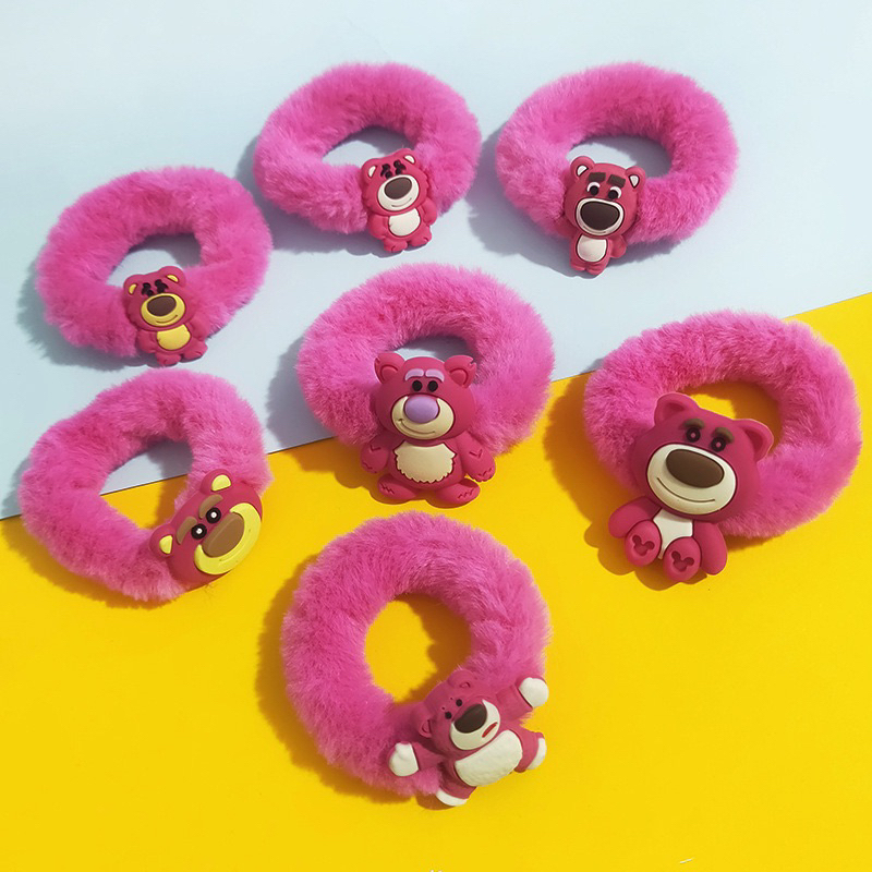 Dây thun cột tóc hoạ tiết gấu lotso hồng dễ thương