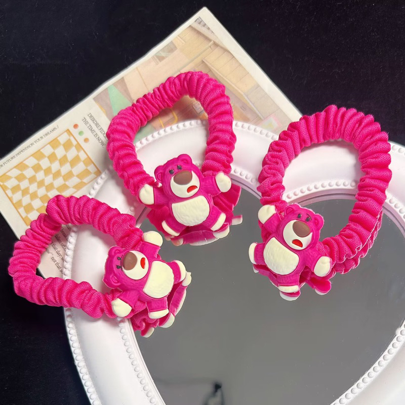 Dây thun cột tóc chun nhũn hồng  gấu xinh