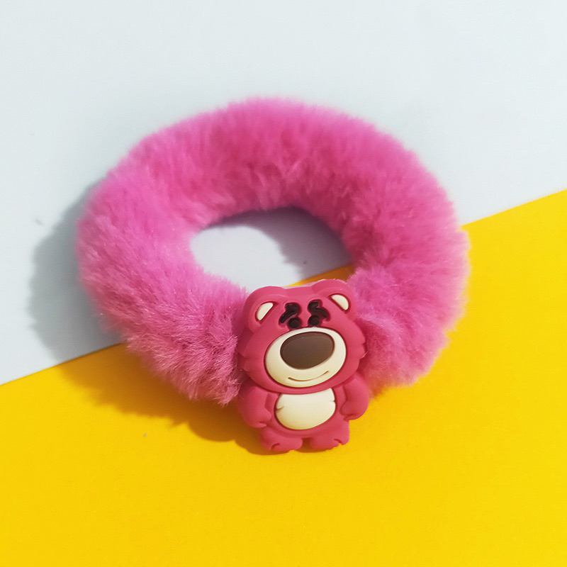 Dây thun cột tóc hoạ tiết gấu lotso hồng dễ thương