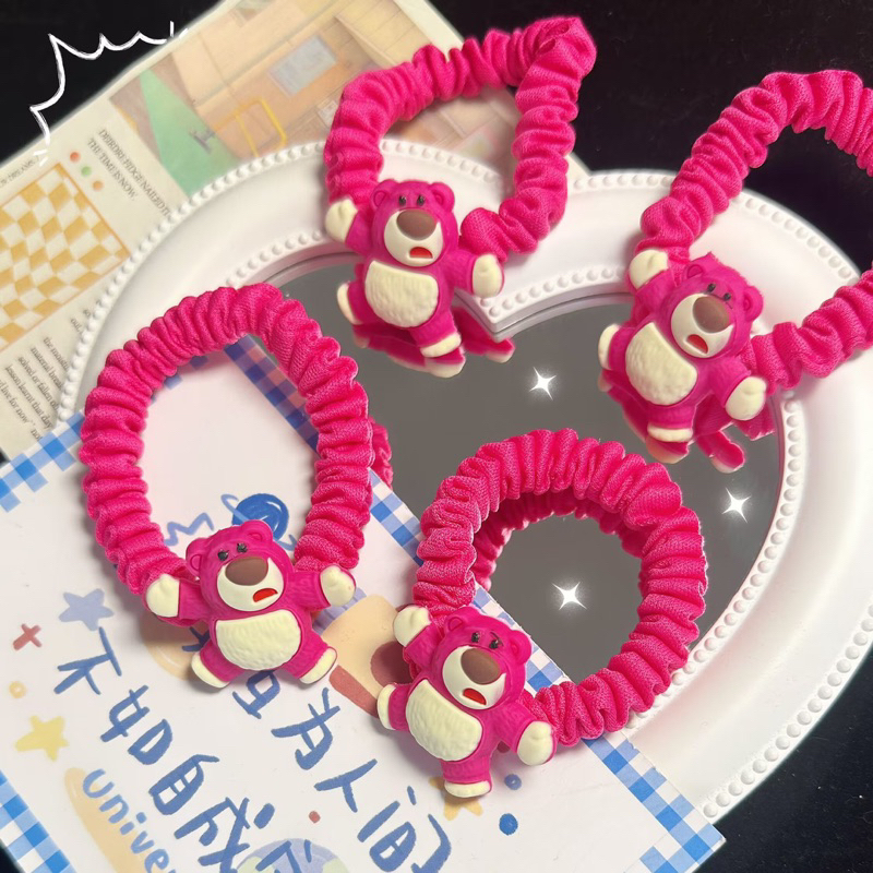 Dây thun cột tóc chun nhũn hồng  gấu xinh