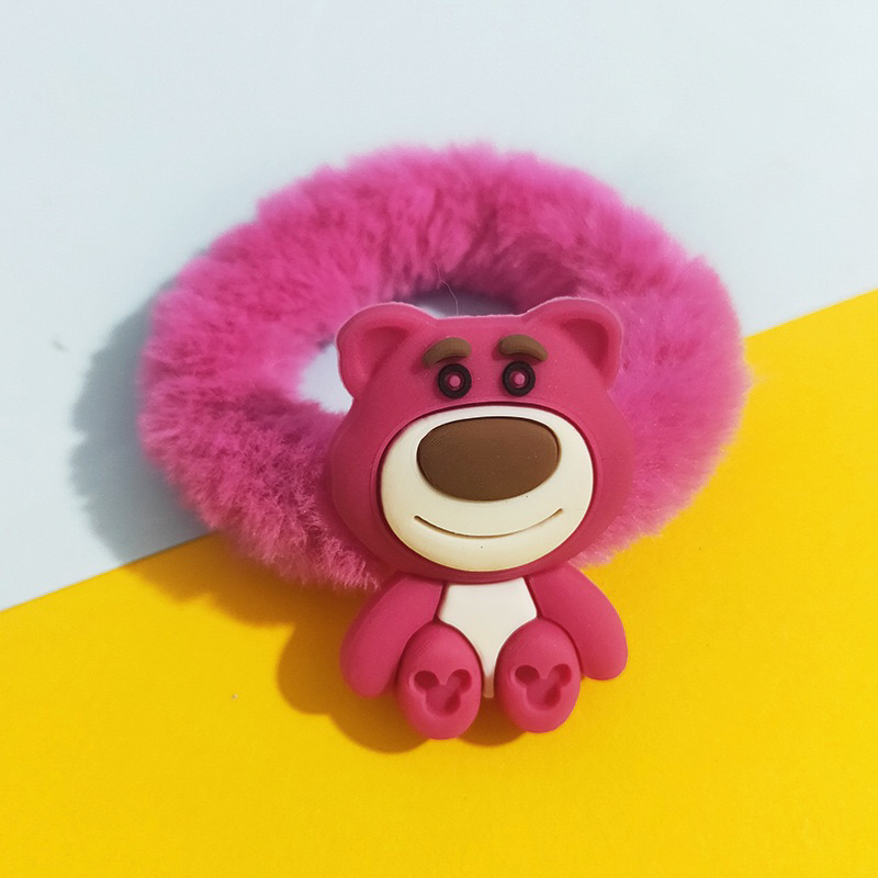 Dây thun cột tóc hoạ tiết gấu lotso hồng dễ thương