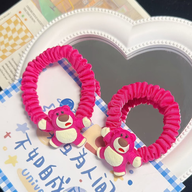 Dây thun cột tóc chun nhũn hồng  gấu xinh