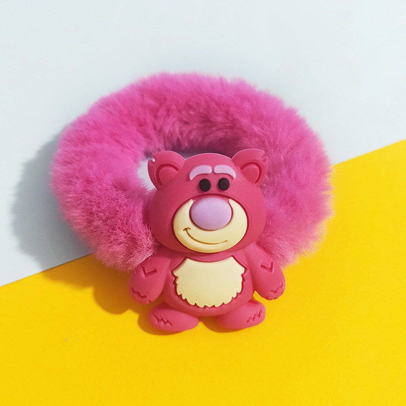 Dây thun cột tóc hoạ tiết gấu lotso hồng dễ thương