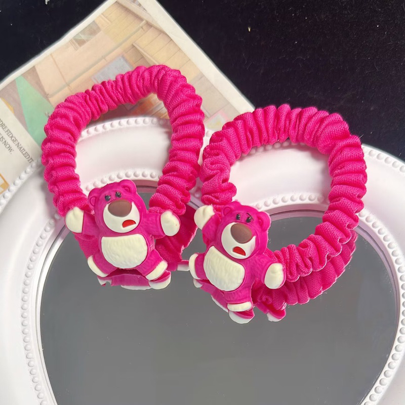 Dây thun cột tóc chun nhũn hồng  gấu xinh
