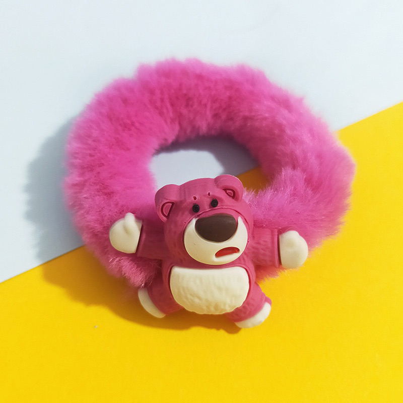 Dây thun cột tóc hoạ tiết gấu lotso hồng dễ thương