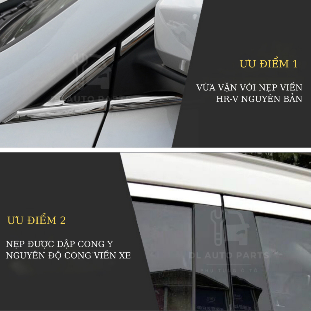 Bộ Nẹp Chân Kính, Cong Kính Xe Honda HRV 2022-2023 Mẫu Inox Cao Cấp