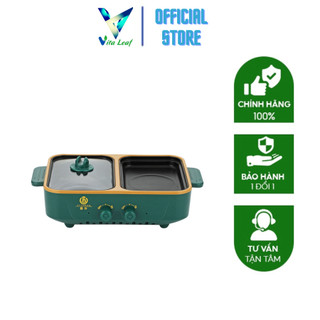 Bếp lẩu nướng 2 ngăn cao cấp - Bếp lẩu nướng 2 in 1 chống dính đa năng tiện lợi hàng cao cấp bảo hành 24 tháng