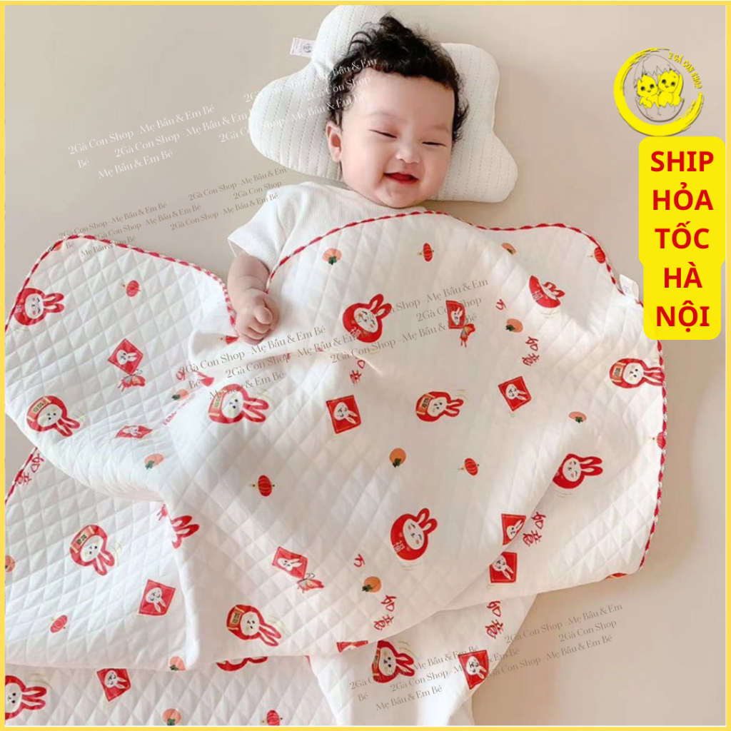 Chăn đắp trần bông dệt kim cho bé sơ sinh 100x100cm