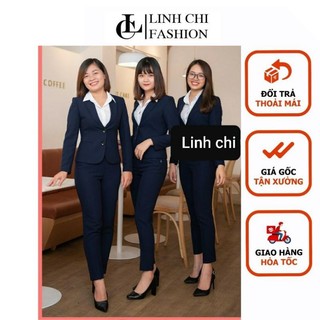 Áo Vest Công Sở nữ  tay dài cao cấp LINH CHI có độn vai và có túi thật form chuẩn đẹp vải tuyết mưa TD16