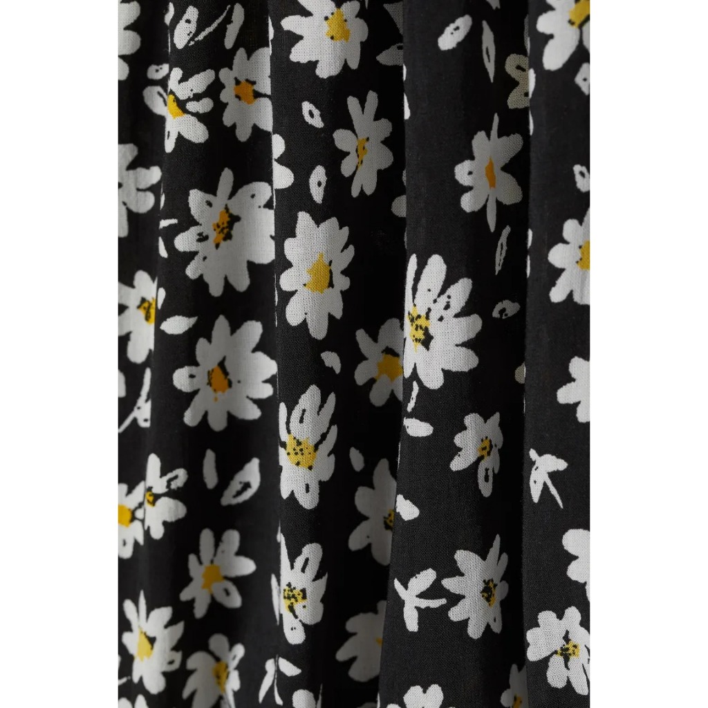 Áo trễ vai đen hoa cúc nữ 0871417001 H&M HM_hàng chính hãng authentic