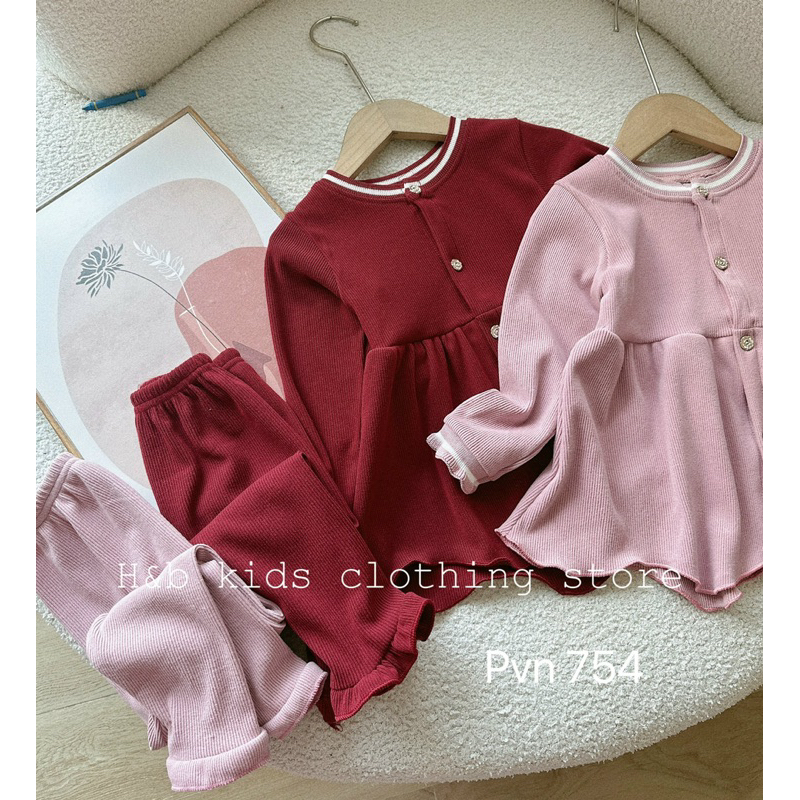 Bộ tăm nhung vạt sóng bé gái