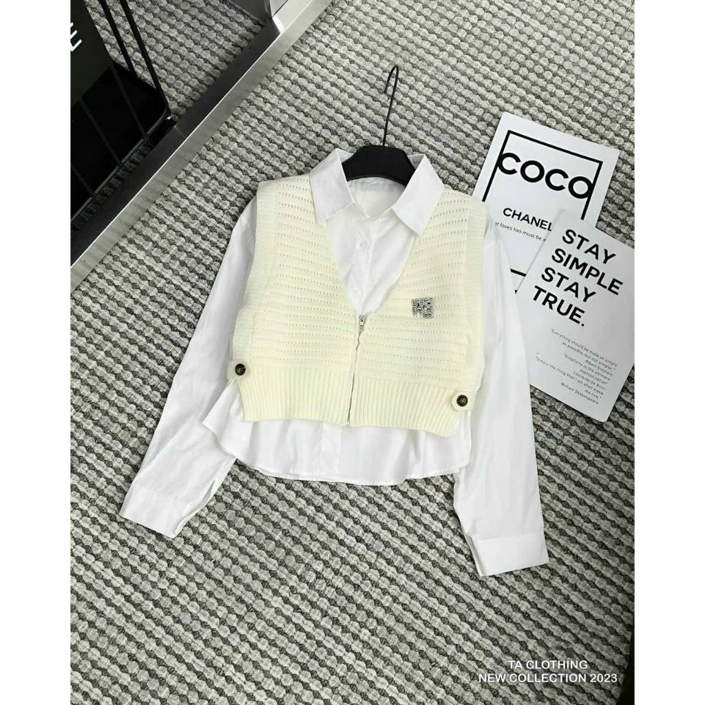 SET ÁO SƠ MI + ÁO GILE LEN TAG W.ANG CHUẨN QCL1