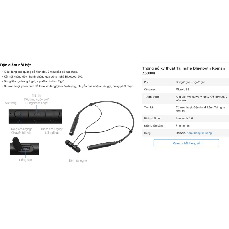 Combo 3 xác Tai nghe bluetooth Roman Z6000s  tai nghe hư - lỗi