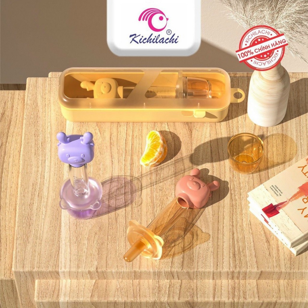 Dụng cụ uống thuốc silicon kichilachi hình hươu cho bé