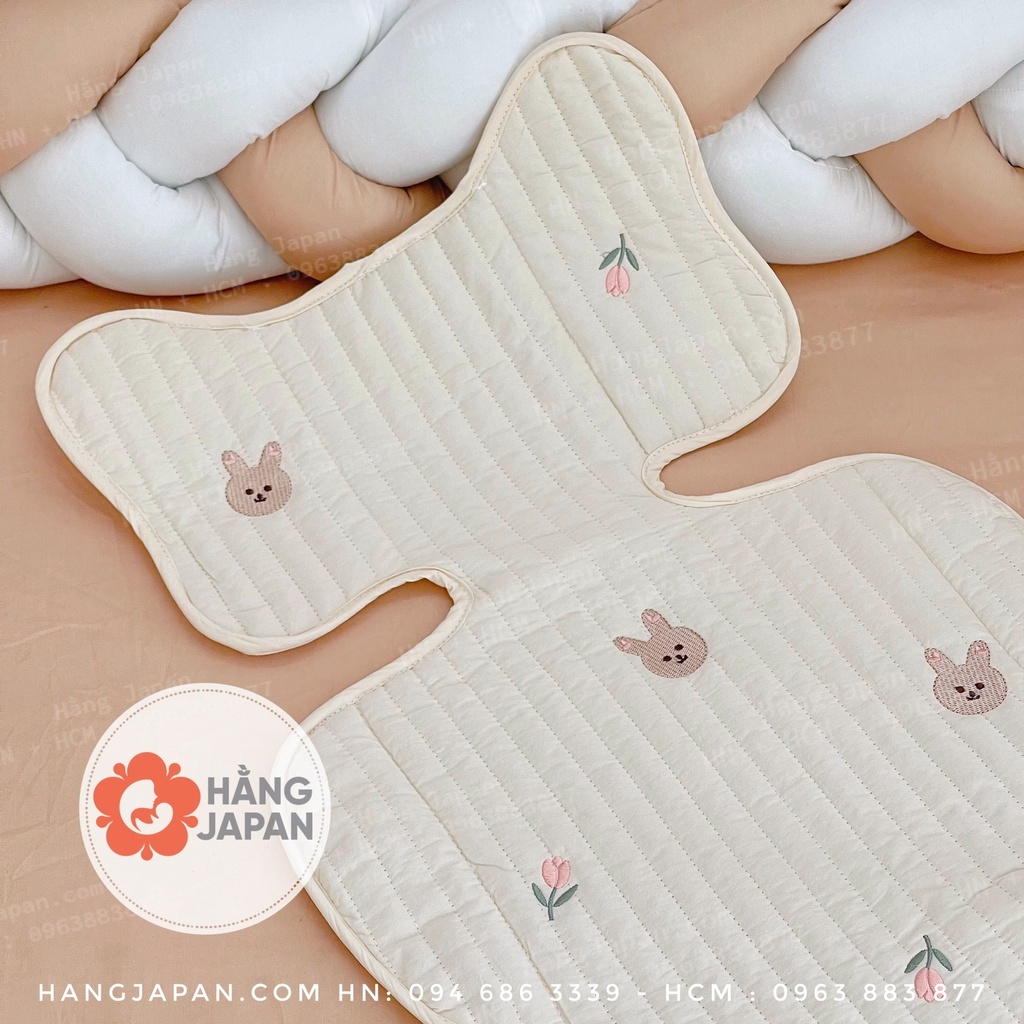 Đệm lót xe đẩy thoáng khí cotton mềm mại, phong cách Hàn Quốc cho bé