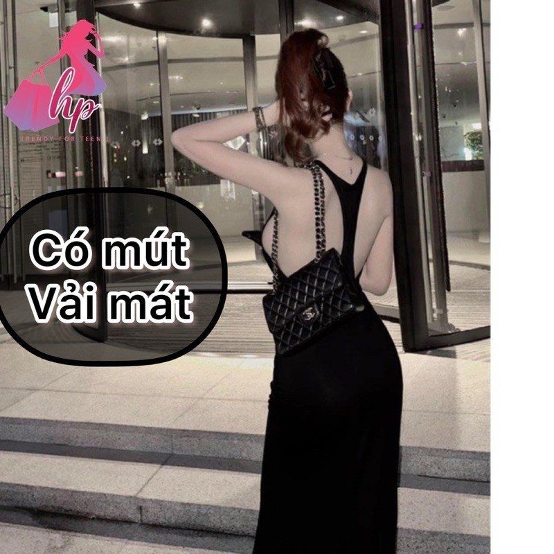 Đầm maxi 3 lỗ khoét hở lưng nữ ,váy nữ dài có mút ôm body cực sang chảnh dự tiệc G5