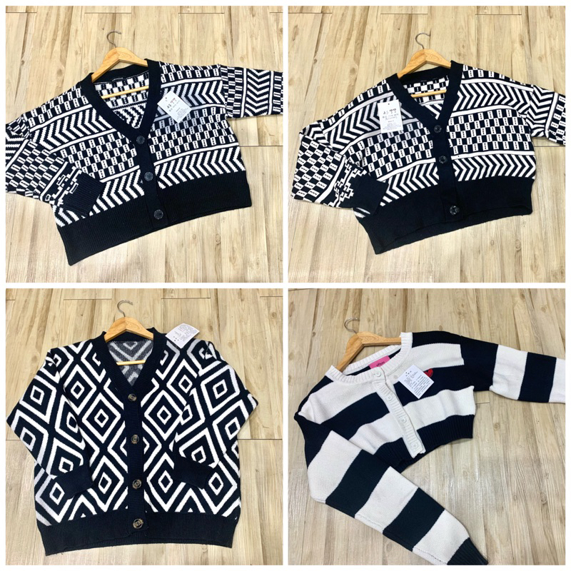 Áo cardigan len 2hand hoạ tiết kẻ