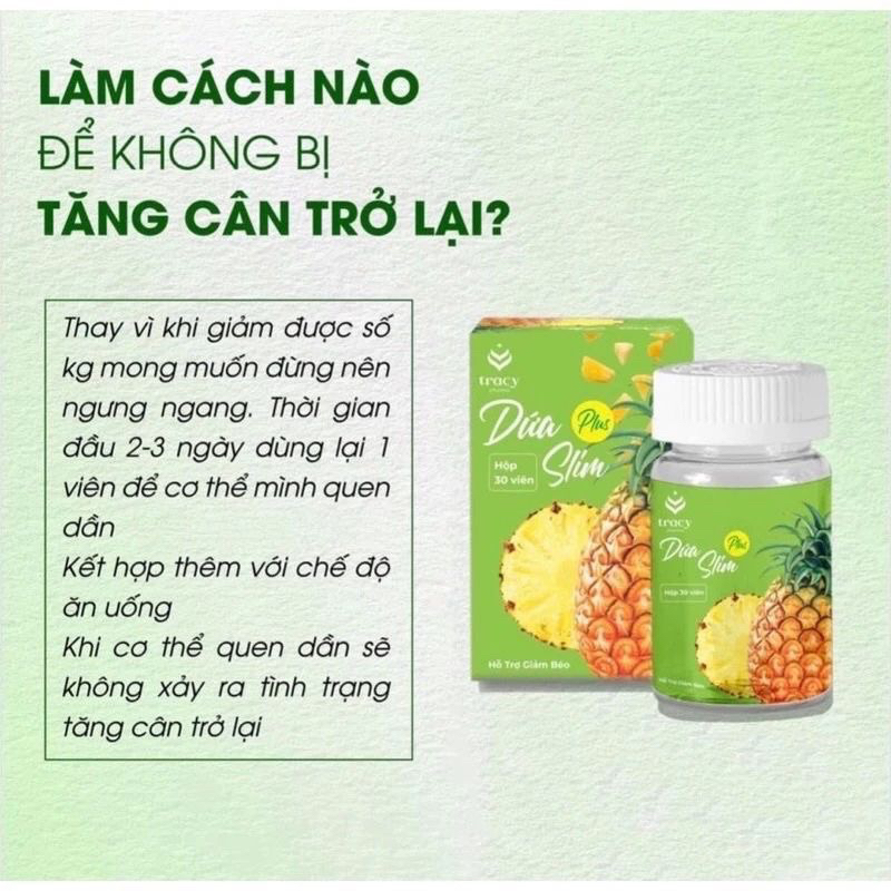 Giảm cân Dứa Slim Plus siêu tốc tặng kèm 30ngày khoá cân chính hãng
