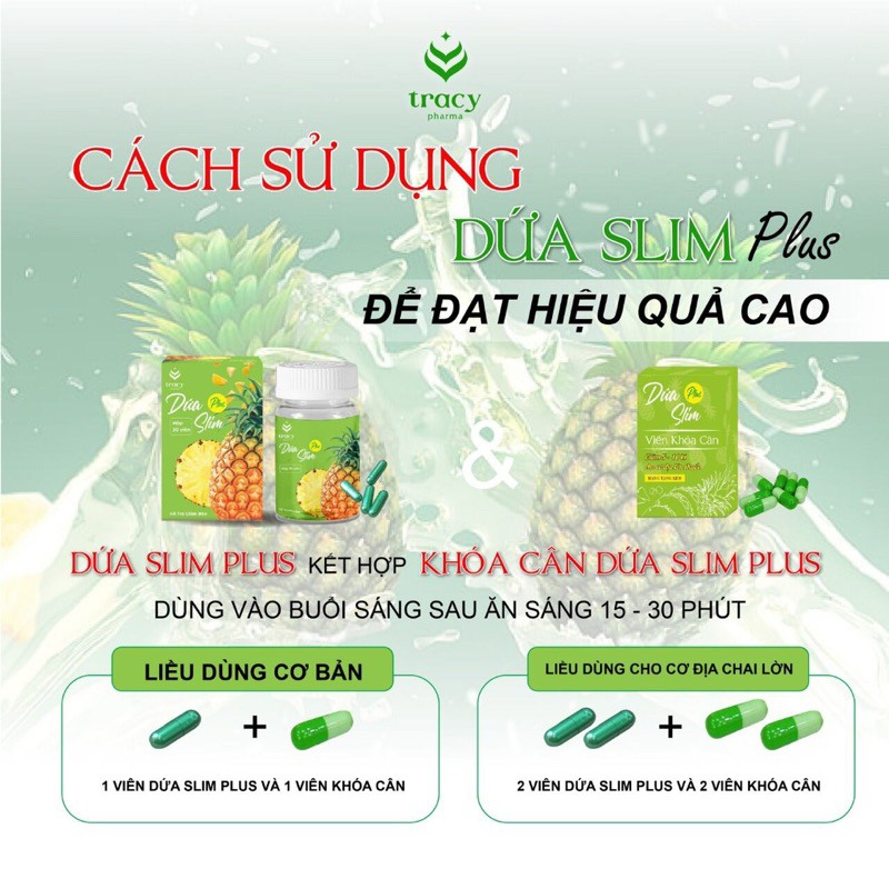 Giảm cân Dứa Slim Plus siêu tốc tặng kèm 30ngày khoá cân chính hãng