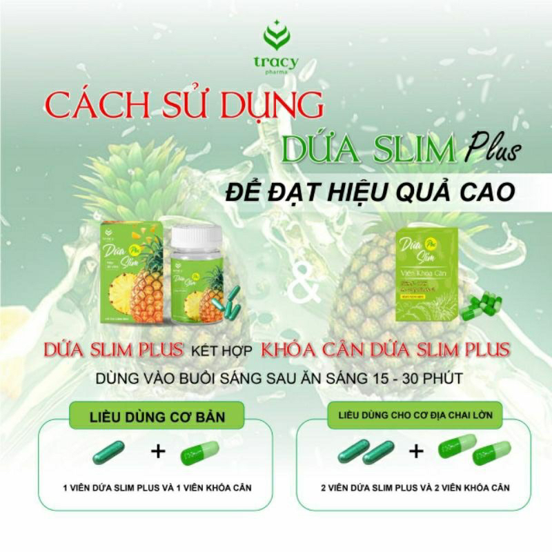 Giảm cân Dứa Slim Plus siêu tốc tặng kèm 30ngày khoá cân chính hãng