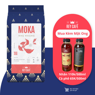 Cà phê rang bơ Moka Nhẹ Nhàng - Pha Phin - Thành phần hạt Coffee Moka nguyên chất - Thương hiệu Rey Cafe