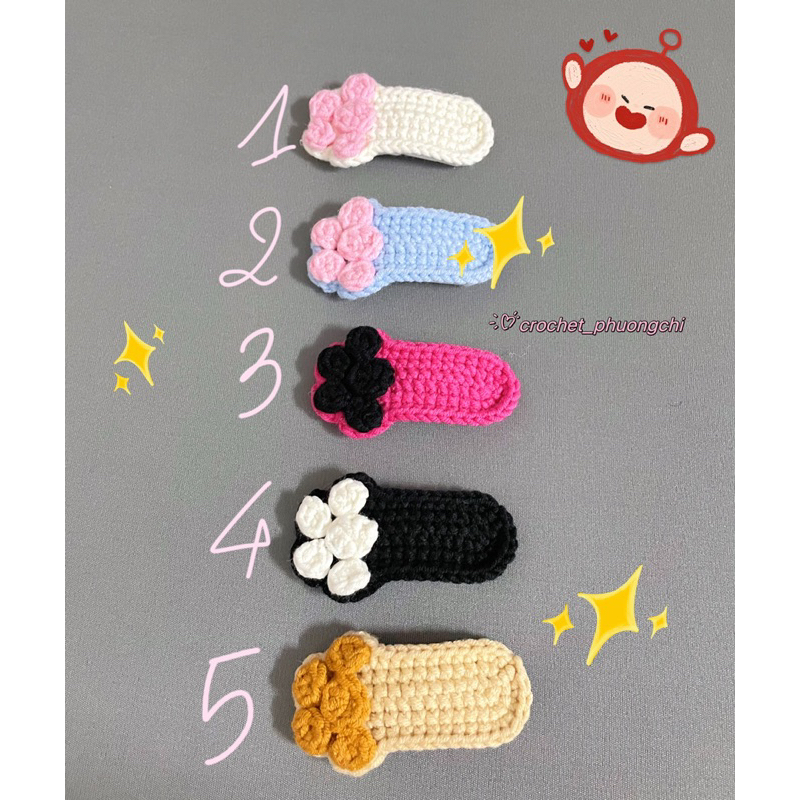 Kẹp tóc len hình chân mèo cute