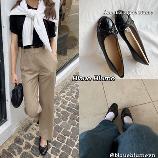 𝐁𝐥𝐚𝐮𝐞𝐁𝐥𝐮𝐦𝐞🦋(Sẵn lẻ size) (Form to lùi 1 sz) Giày bệt nơ dupe C.N đơn giản