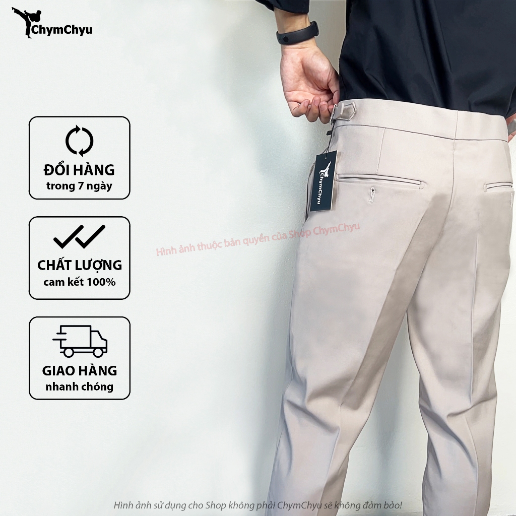 Quần Tây Nam SideTab Cao Cấp Màu Trắng Xám Công Sở ChymChyu