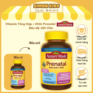 Vitamin Tổng Hợp + DHA Prenatal Bầu Mỹ Nature Made Prenatal Folic Acid +