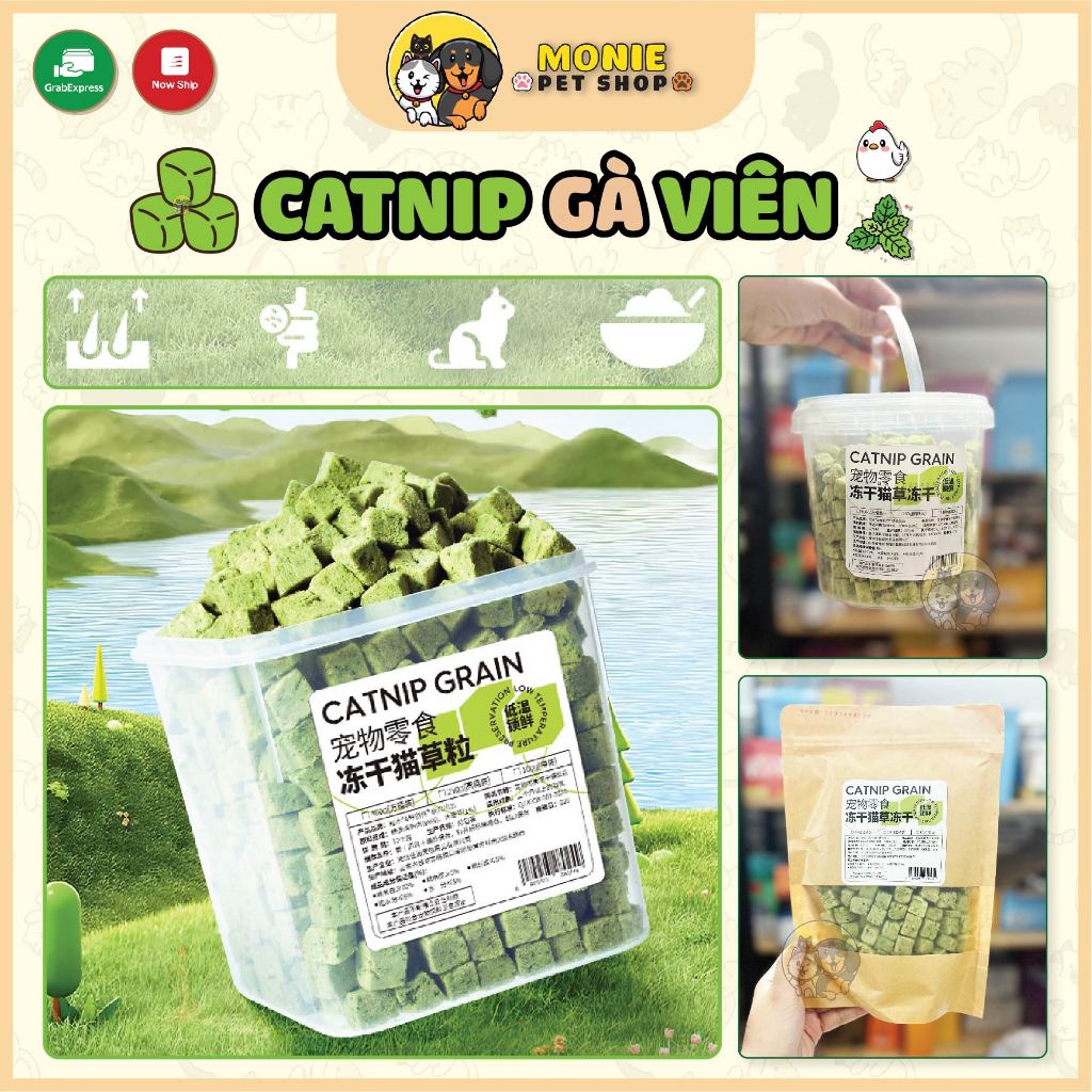 Gà viên cỏ bạc hà, catnip viên tiêu búi lông, làm sạch răng cho mèo
