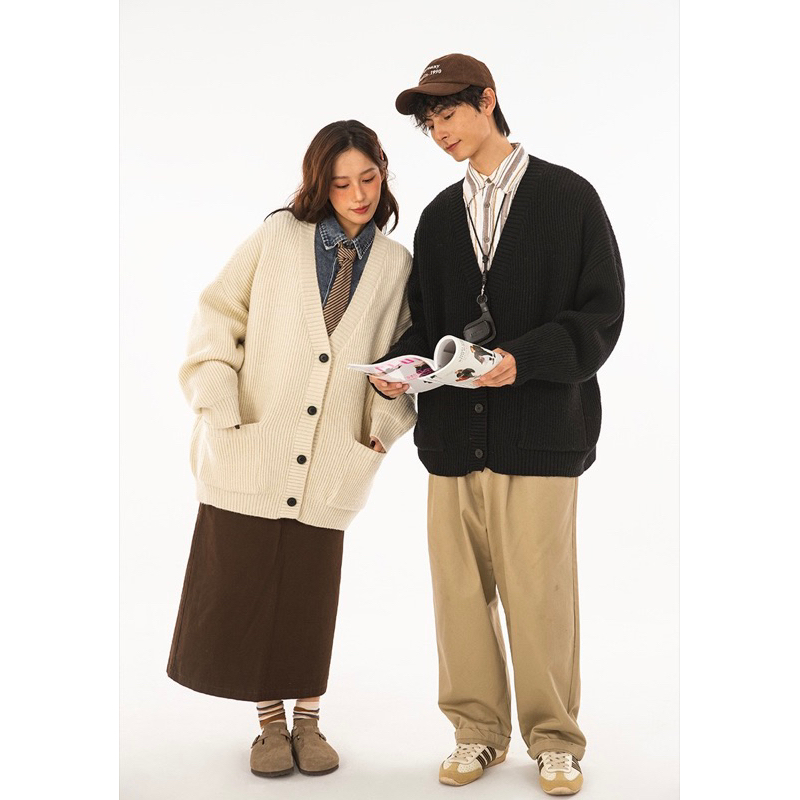 Áo Đôi Len Cardigan Nam Nữ 3 Màu Dày Dặn Thu Đông Siêu Ấm