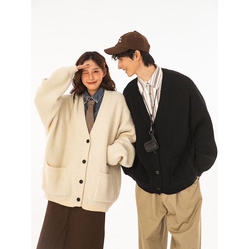 Áo Đôi Len Cardigan Nam Nữ 3 Màu Dày Dặn Thu Đông Siêu Ấm