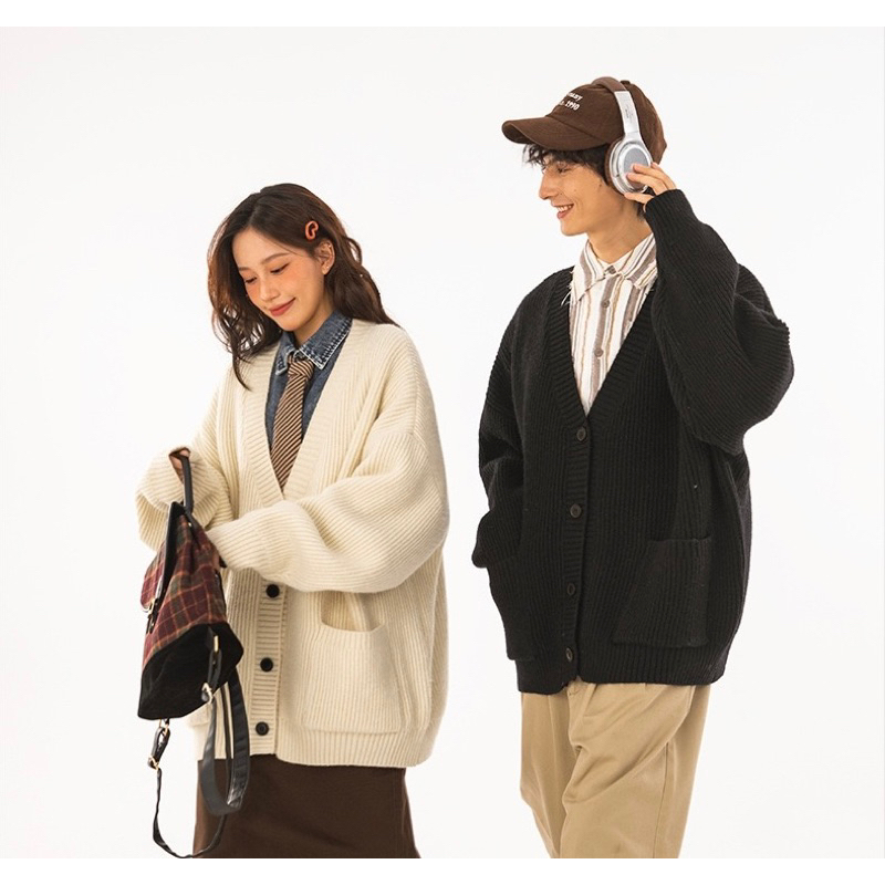 Áo Đôi Len Cardigan Nam Nữ 3 Màu Dày Dặn Thu Đông Siêu Ấm
