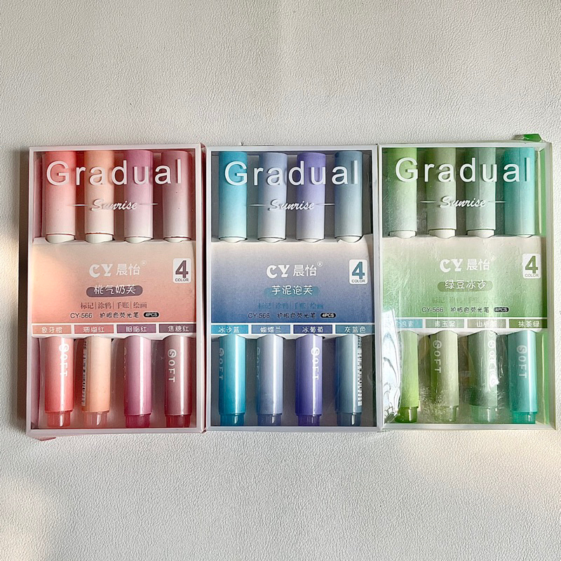 Bộ 4 bút highlight Gradual bút dạ đánh dấu ghi chú học tập | BPD008