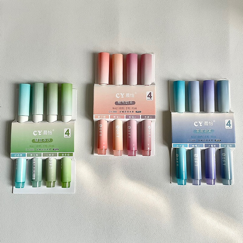 Bộ 4 bút highlight Gradual bút dạ đánh dấu ghi chú học tập | BPD008