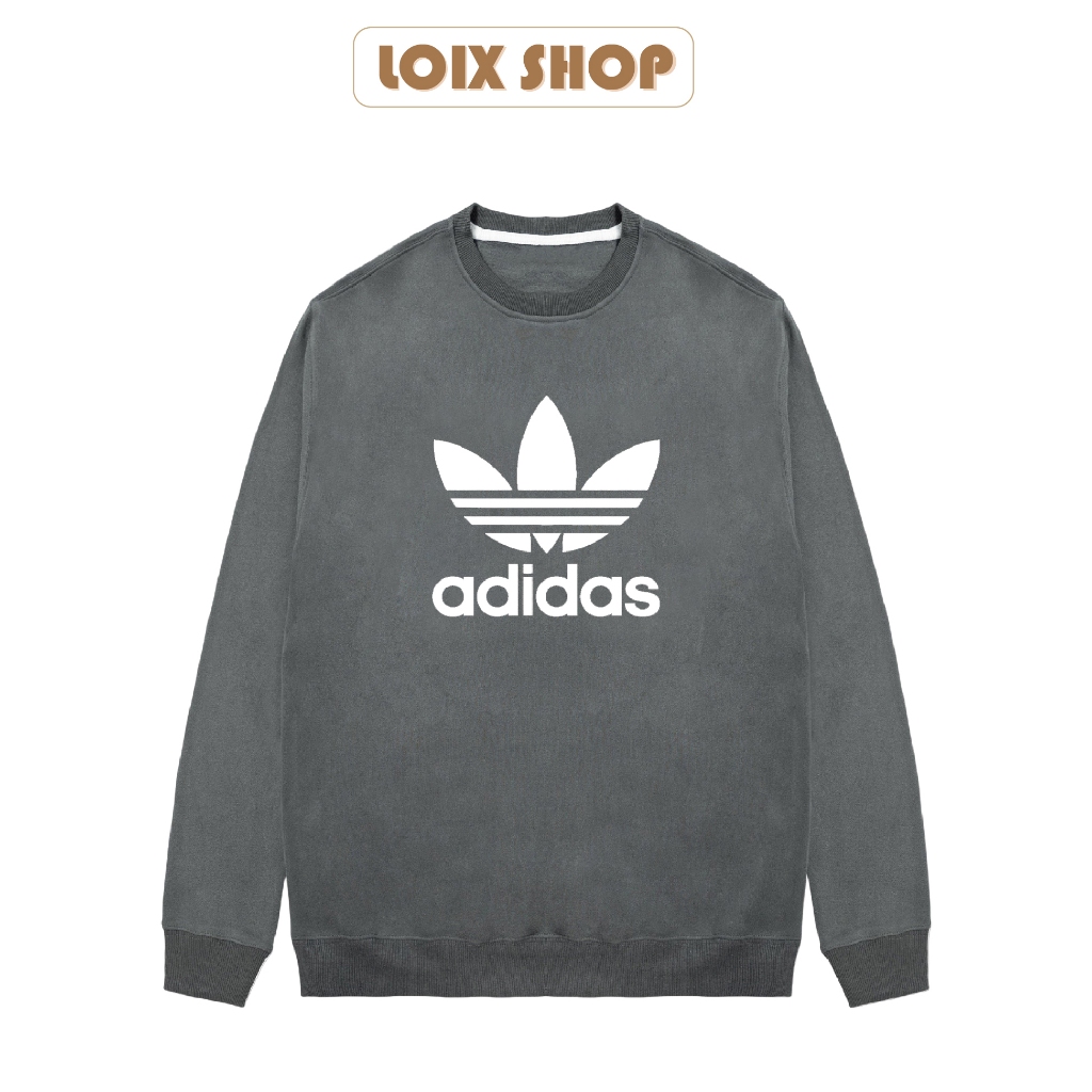 Áo sweater Adidas nỉ bông cao cấp nam nữ dài tay basic form rộng khoác oversize unisex LOIX
