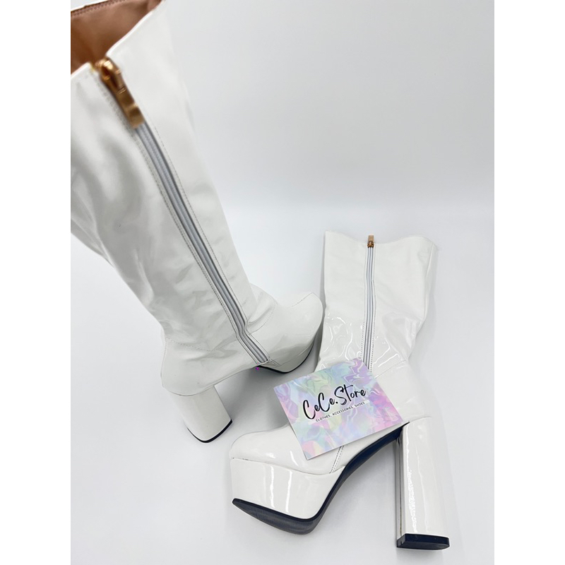SẴN TRẮNG36 BOOTS DƯỚI GỐI 13CM DA BÓNG CECE.STORE B7M