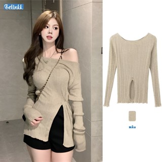 Áo len nữ tay dài trễ vai thiết kế xoắn eo ôm body tôn dáng, áo dệt kim phong cách hàng đầu AD521