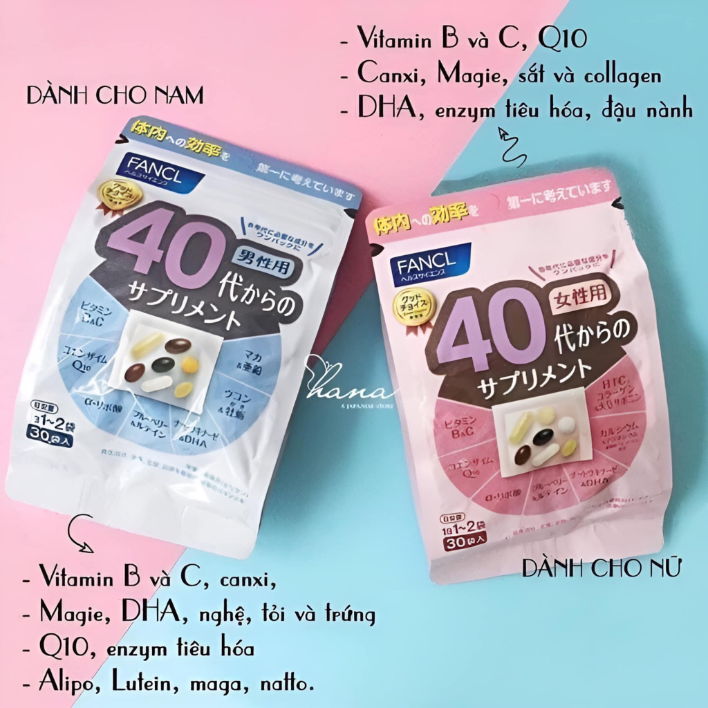 VIÊN UỐNG CHĂM SÓC TOÀN DIỆN FANCL THEO ĐỘ TUỔI 20+ 30+ 40+ 50+ 60+ DÀNH CHO NAM/NỮ