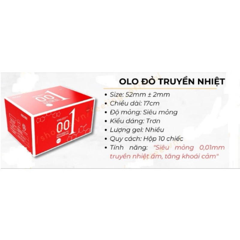 Bao Cao Su Siêu Mỏng 0.01mm OLO 001 Hộp 10 Cái