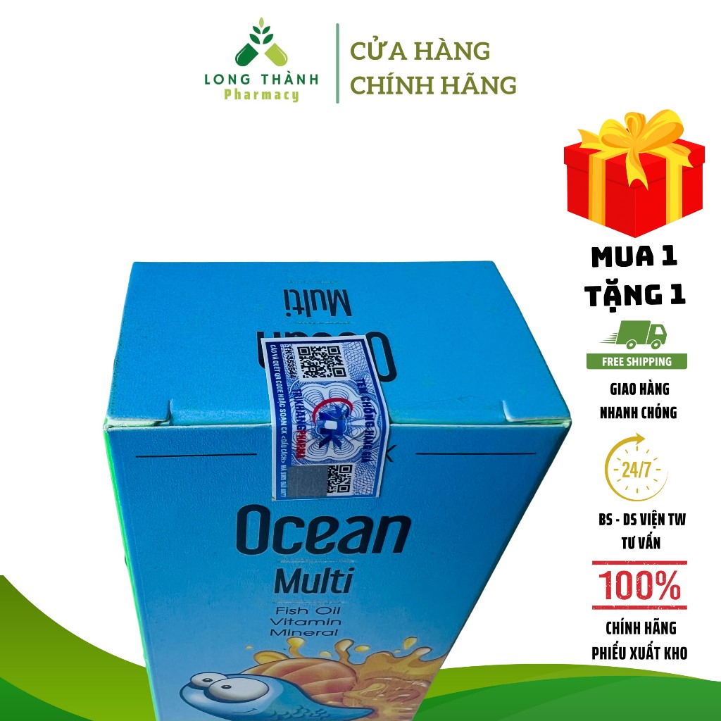 Siro Ocean Multi Fish Oil Vitamin Mineral - Bổ sung Vitamin, khoáng chất, Omega 3 cho trẻ, vị cam mật ong