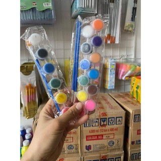 Bộ 12 màu vẽ acrylic vẽ tranh, vải,... tặng kèm 2 cọ