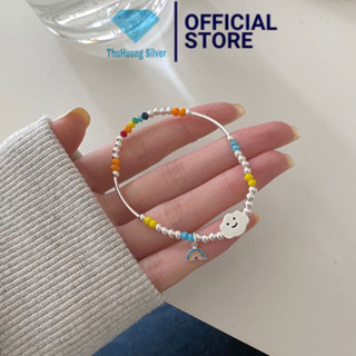 Vòng tay nữ THJ - Vòng đám mây mặt cười mix bi ngũ sắc cá tính điệu đà - THU HUONG SILVER