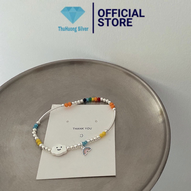 Vòng tay nữ THJ - Vòng đám mây mặt cười mix bi ngũ sắc cá tính điệu đà - THU HUONG SILVER