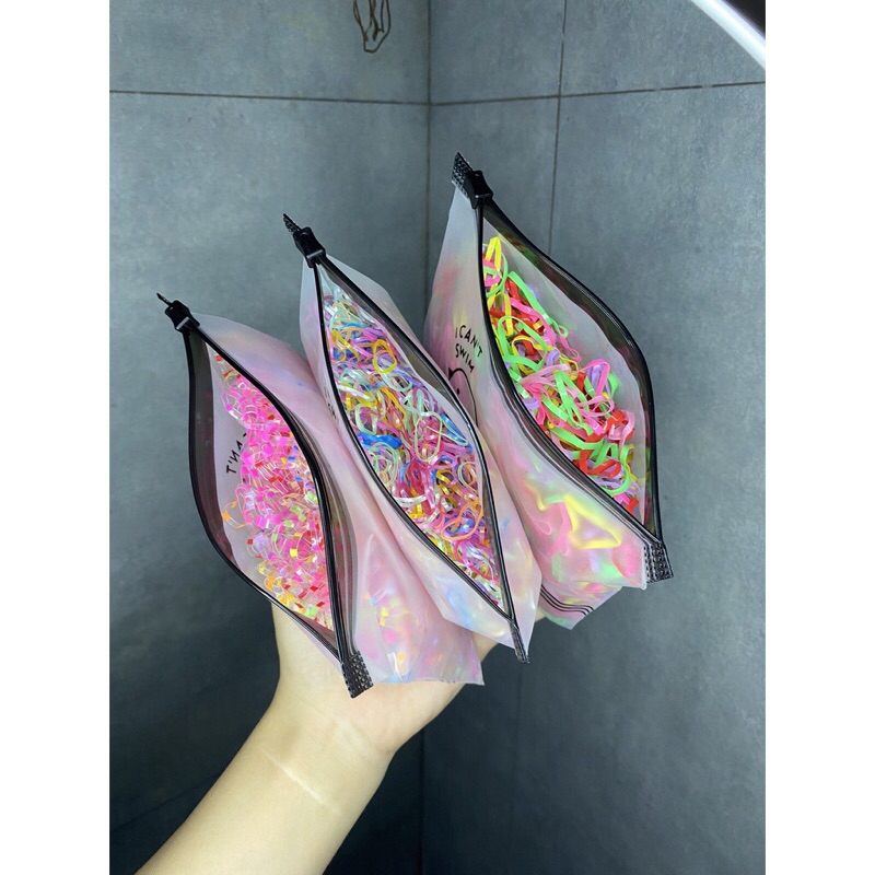 Dây cột tóc nữ đa năng túi 1000 cái , 1000 dây thun buộc tóc cho bé, thun cột tóc nhiều màu co giãn siêu tốt cho bé