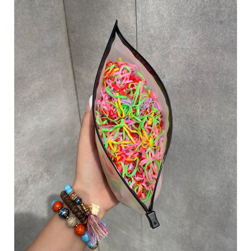 Dây cột tóc nữ đa năng túi 1000 cái , 1000 dây thun buộc tóc cho bé, thun cột tóc nhiều màu co giãn siêu tốt cho bé